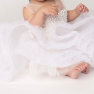 Girls Pearl Dress, White pearl dress girls, toddlers dress white